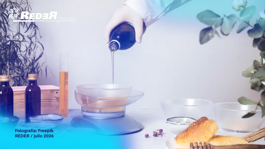 Profesional de estética en spa moderno presentando suplementos nutricosméticos —cápsulas, frascos de colágeno, vitaminas— sobre mesa de trabajo con entorno de spa luminoso y contemporáneo al fondo.