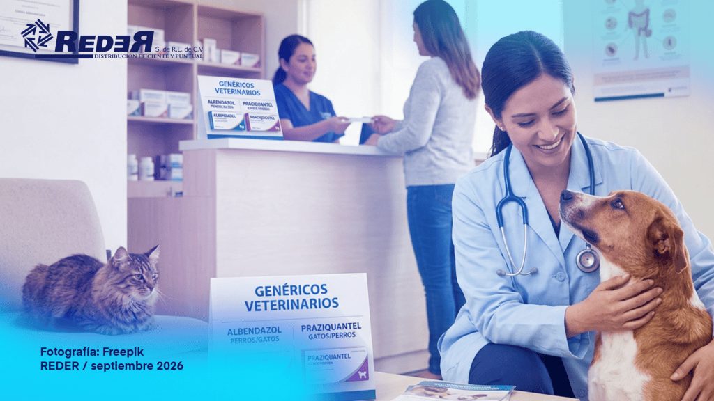 Médico veterinario atendiendo a un perro durante una consulta de desparasitación
